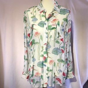 Sheer floral Equipment Blouse